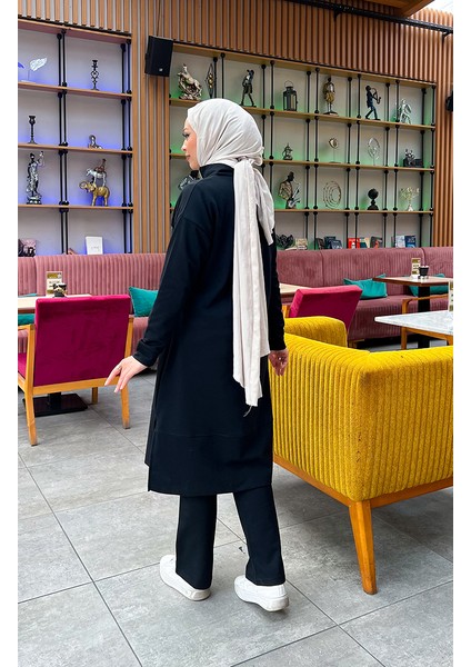 Iki Iplik Fermuarlı Eşofman Takım 3062-09 Siyah modelleri