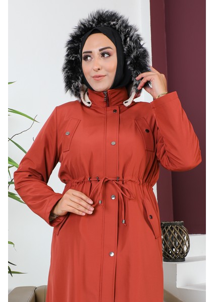 Büyük Beden Bondit Kumaş Fermuarlı Mont 11455-07 Kiremit fırsatları