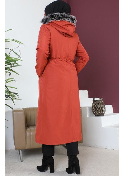Büyük Beden Bondit Kumaş Fermuarlı Mont 11455-07 Kiremit indirimleri