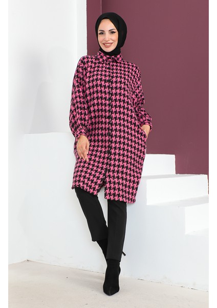 Kazayağı Desenli Tunik 23K8763-01 Fuşya