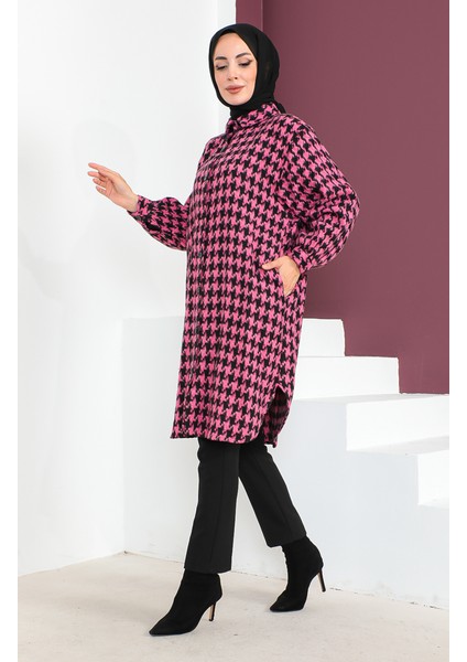 Kazayağı Desenli Tunik 23K8763-01 Fuşya modelleri