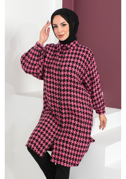 Kazayağı Desenli Tunik 23K8763-01 Fuşya fırsatları