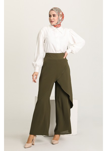 Dökümlü Pantolon Etek 3350-04 Haki