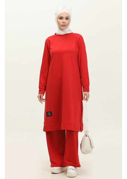 Iki Ip Tunik Pantolon Ikili Takım 0044-18 Kırmızı