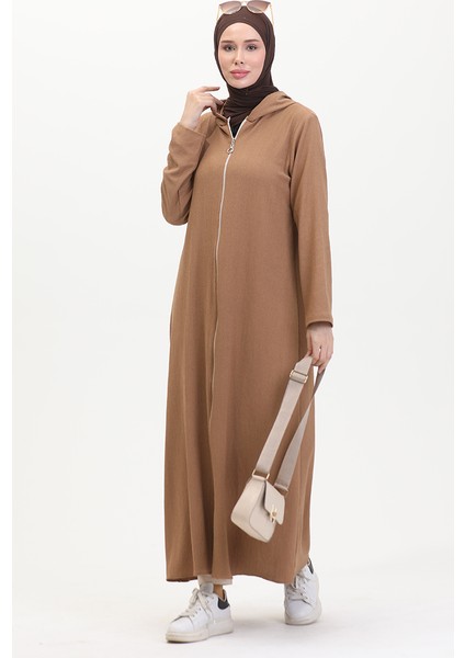 Bürümcük Kumaş Kapüşonlu Spor Ferace 1045-02 Vizon fiyatları