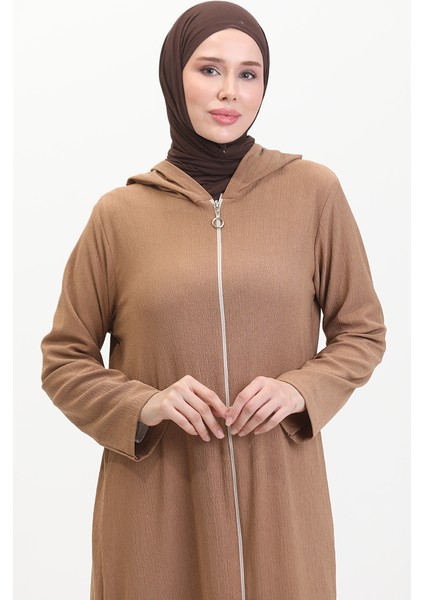 Bürümcük Kumaş Kapüşonlu Spor Ferace 1045-02 Vizon fırsatları