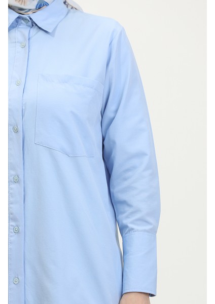 Düğmeli Tunik 4820-08 Mavi