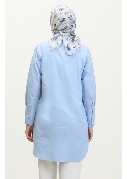 Düğmeli Tunik 4820-08 Mavi