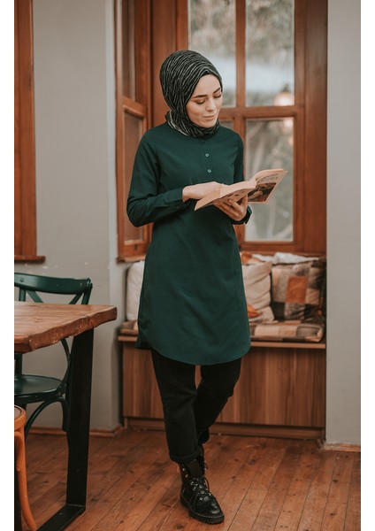 Hakim Yaka Tunik 6474-14 Zümrüt Yeşil
