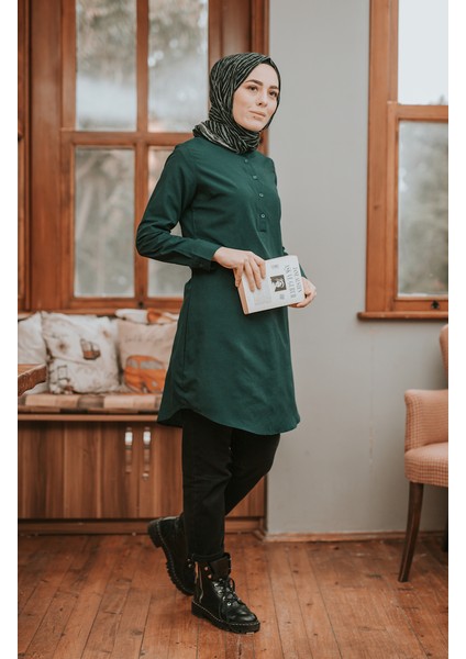 Hakim Yaka Tunik 6474-14 Zümrüt Yeşil fiyatları