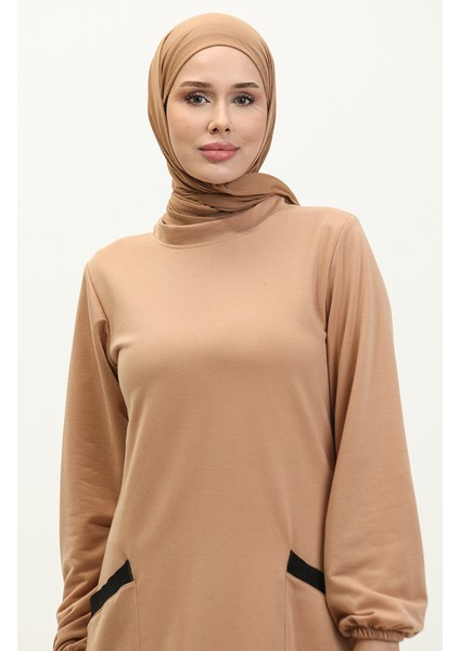 Iki Iplik Cepli Elbise 0274-02 Sütlü Kahve modelleri