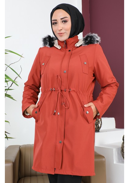 Büyük Beden Bondit Kumaş Kısa Mont 10455-09 Kiremit fırsatları