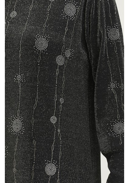 Taşlı Simli Elbise 0408-01 Siyah fırsatları