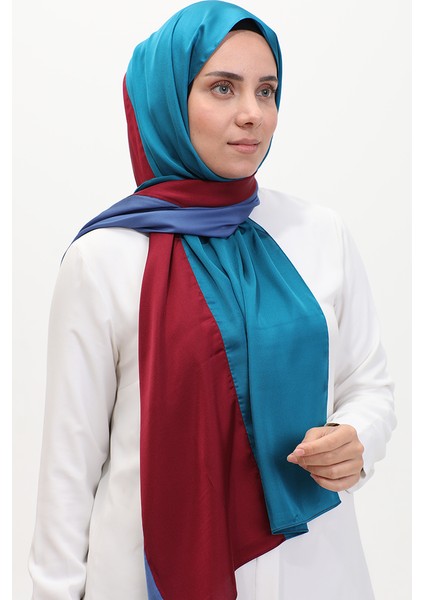 Karaca Üç Renkli Şal 81049-09 Indigo Bordo Petrol
