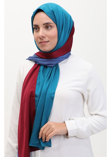 Karaca Üç Renkli Şal 81049-09 Indigo Bordo Petrol