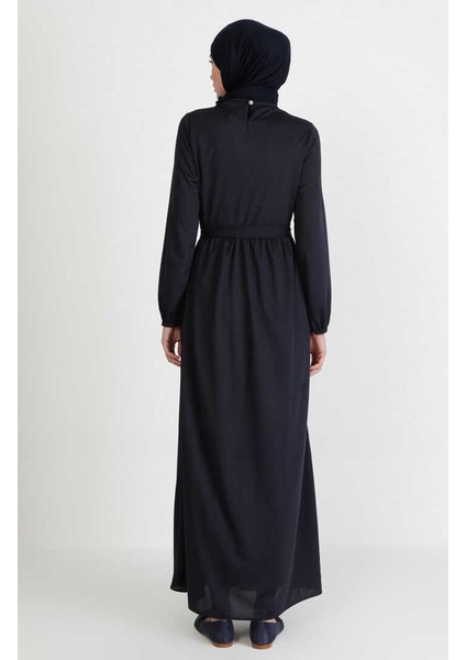 Kuşaklı Elbise 7979-11 Lacivert modelleri