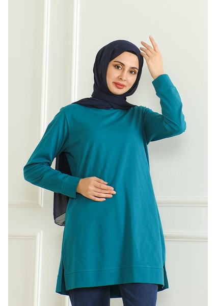 Yırtmaçlı Araboy Tunik 9140-08 Petrol modelleri