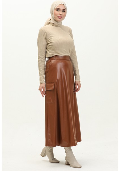 Suni Deri Cepli Etek 24K1040-02 Taba