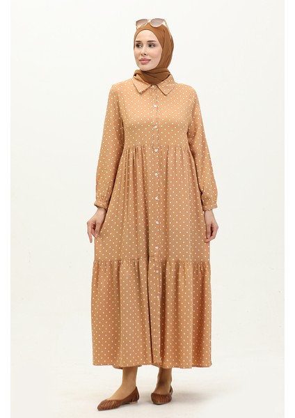 Puantiyeli Elbise 1897-02 Hardal Krem fiyatları