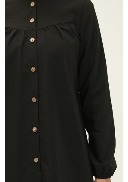 Robalı Düğmeli Tunik 4060-01 Siyah