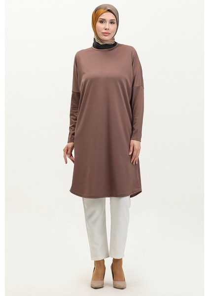Yarasa Kol Sade Tunik 8682-01 Kahverengi
