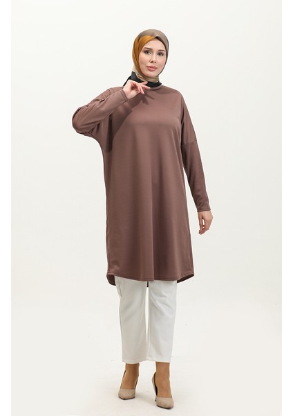 Yarasa Kol Sade Tunik 8682-01 Kahverengi fiyatları