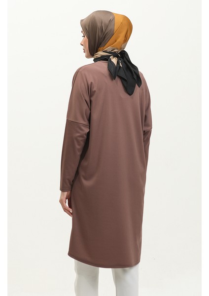 Yarasa Kol Sade Tunik 8682-01 Kahverengi indirimleri