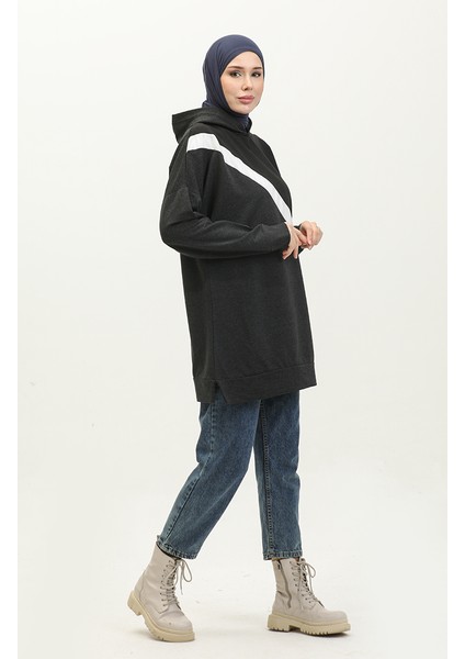 Kapüşonlu Sweatshirt 23078-01 Siyah Antrasit fiyatları