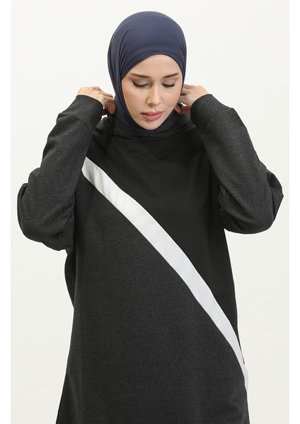 Kapüşonlu Sweatshirt 23078-01 Siyah Antrasit modelleri