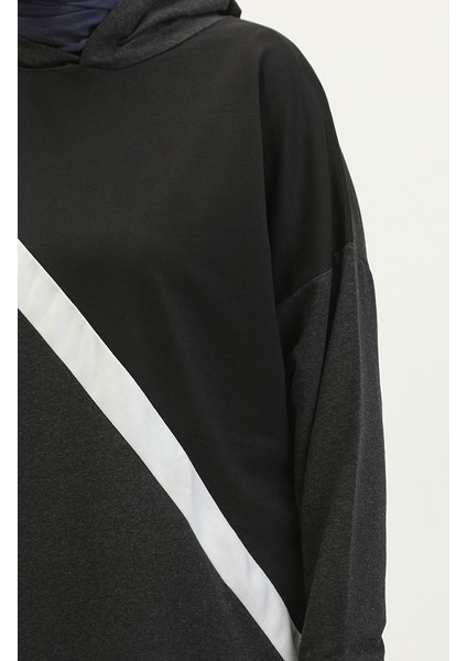 Kapüşonlu Sweatshirt 23078-01 Siyah Antrasit fırsatları