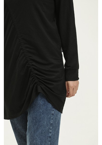 Büzgülü Tunik 23065-01 Siyah