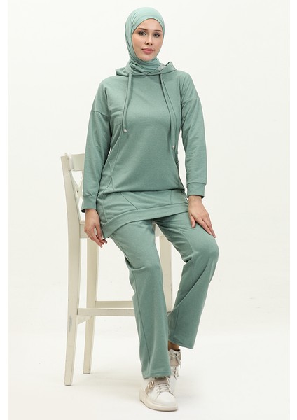 Çıma Detaylı Eşofman Takım 3039-03 Çağla Yeşili