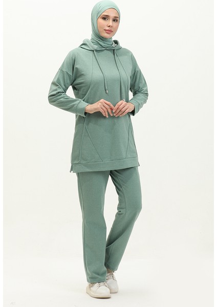 Çıma Detaylı Eşofman Takım 3039-03 Çağla Yeşili