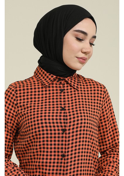 Ekose Viskon Emprime Tunik 6561-04 Kiremit fırsatları