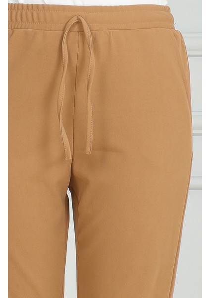 Beli Lastikli Pantolon 0498-01 Sütlü Kahve modelleri