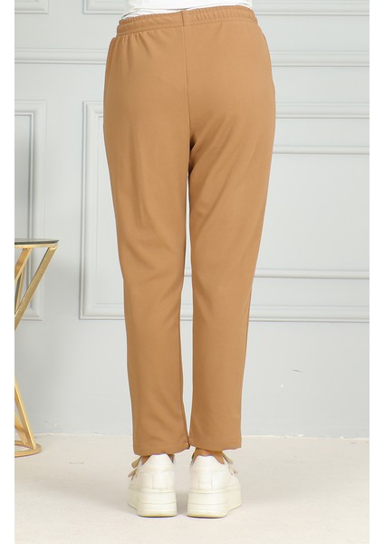 Beli Lastikli Pantolon 0498-01 Sütlü Kahve fırsatları