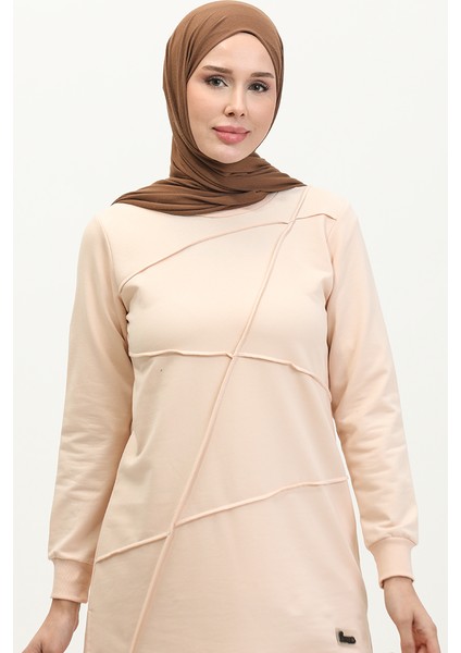 Iki Iplik Tunik Pantolon Ikili Takım 20029-02 Bej modelleri
