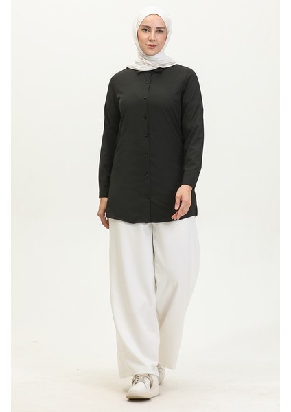 Düğmeli Tunik 6111-08 Siyah