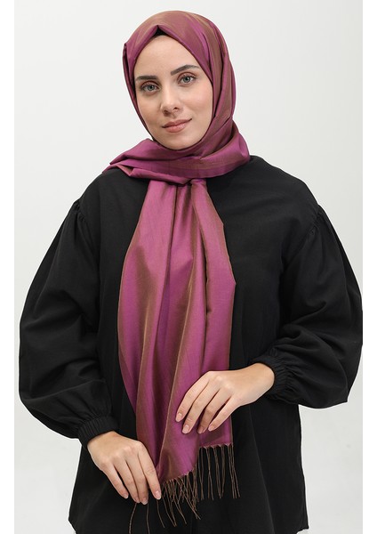 Püsküllü Tafta Şal 1268-24 Menekşe Rengi