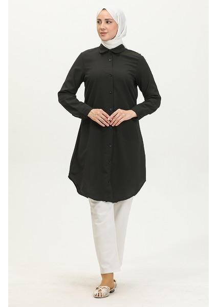 Düğmeli Tunik 6122-06 Siyah