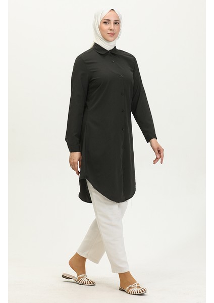 Düğmeli Tunik 6122-06 Siyah