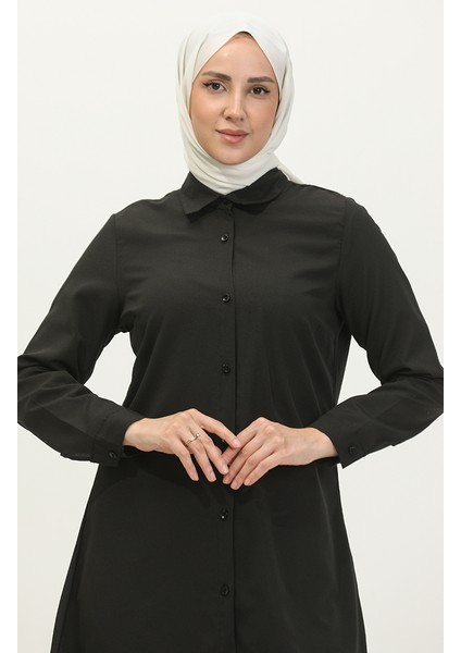 Düğmeli Tunik 6122-06 Siyah