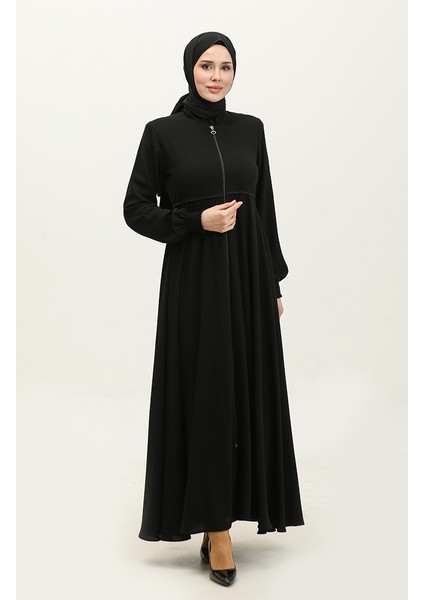 Dantel Detaylı Mevlana Ferace 5069-01 Siyah