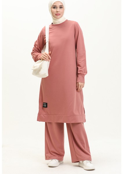 Iki Ip Tunik Pantolon Ikili Takım 0044-06 Gül Kurusu