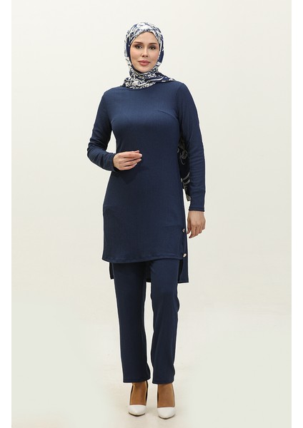 Düğme Detaylı Tunik Pantolon Ikili Takım 0101DA-05 Lacivert