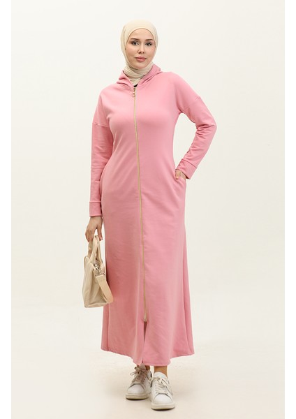 Fermuarlı Ferace 2140-07 Pembe