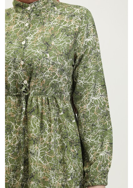 Karışık Desenli Elbise 0352-04 Haki fırsatları