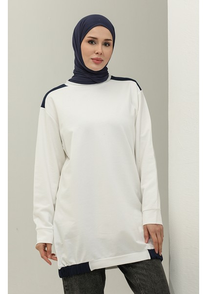 Sıfır Yaka Sweatshirt 23086-04 Ekru