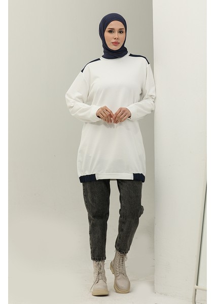 Sıfır Yaka Sweatshirt 23086-04 Ekru fiyatları
