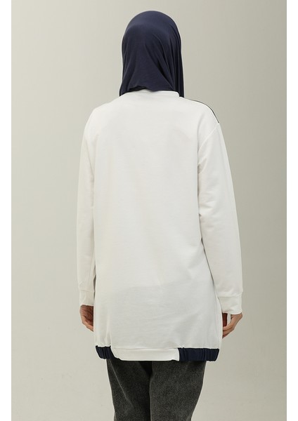 Sıfır Yaka Sweatshirt 23086-04 Ekru indirimleri